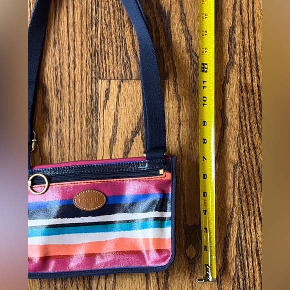 Fossil Coated Canvas Multi Striped Flap Closure Crossbody - Picture 7 of 11